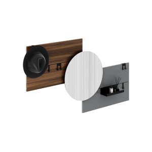 Вешалка Stripe M горизонтальная с зеркалом D 60 см (орех, серый)
