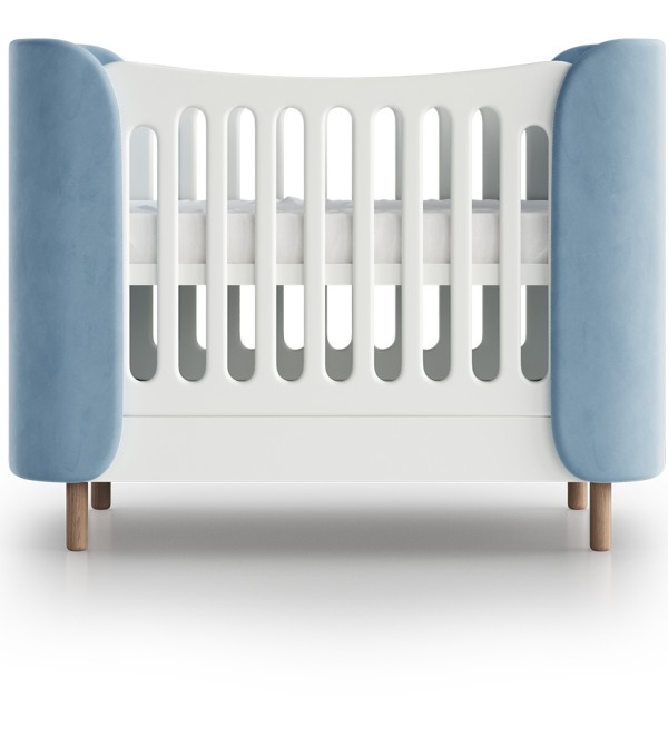 Кроватка KIDI Soft mini cпальное место 60*120 см (голубой)