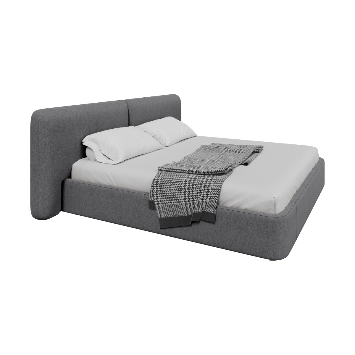 Кровать двуспальная Hub Soft 200 см (серый, твид)