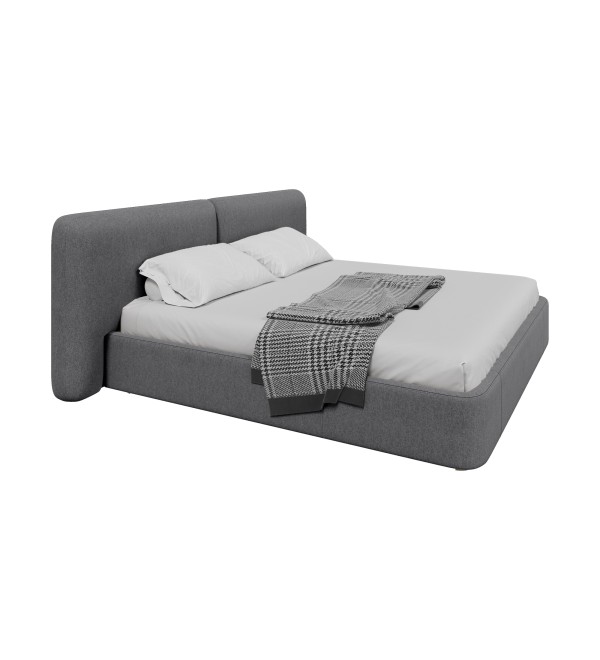 Кровать двуспальная Hub Soft 200 см (серый, твид)