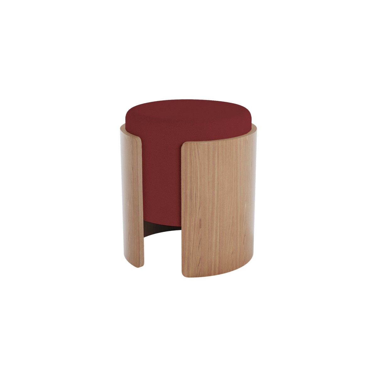 Пуф Lagom (бордовый FiberGuard, натуральный дуб)
