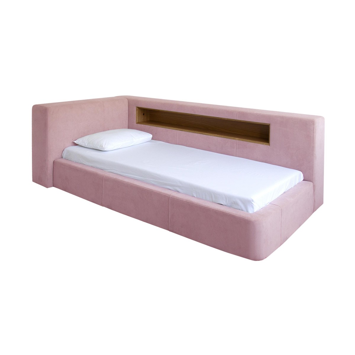 Диван-кровать Cube c нишей L антивандальная ткань (розовый)