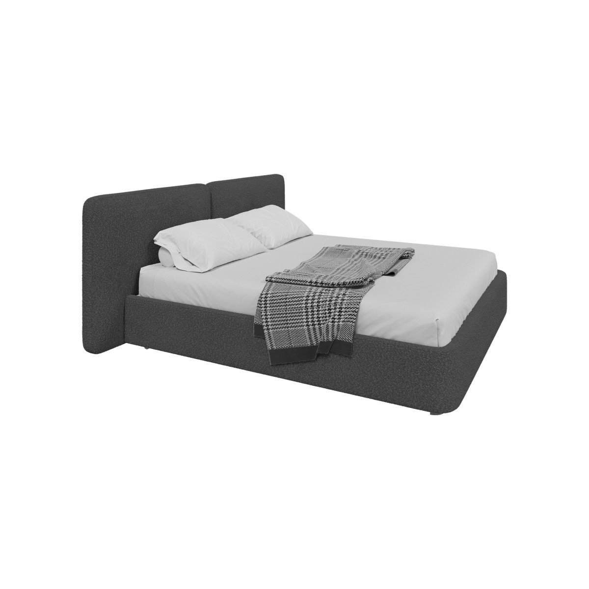 Кровать двуспальная Hub Soft 180 см (серый, букле)