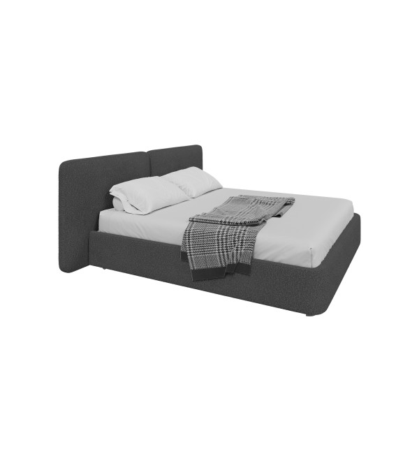 Кровать двуспальная Hub Soft 180 см (серый, букле)