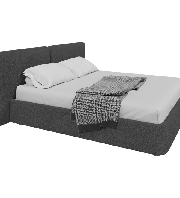 Кровать двуспальная Hub Soft 180 см (серый, букле)