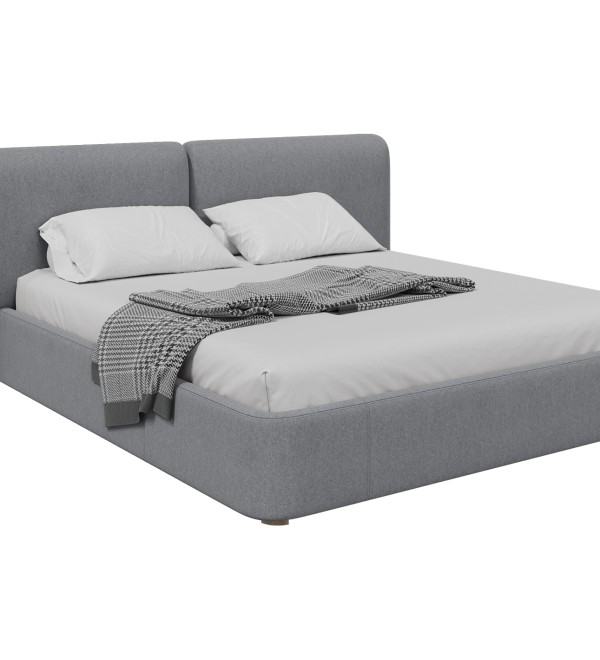 Кровать двуспальная Hub Soft 180 см (светло-серый, твид)