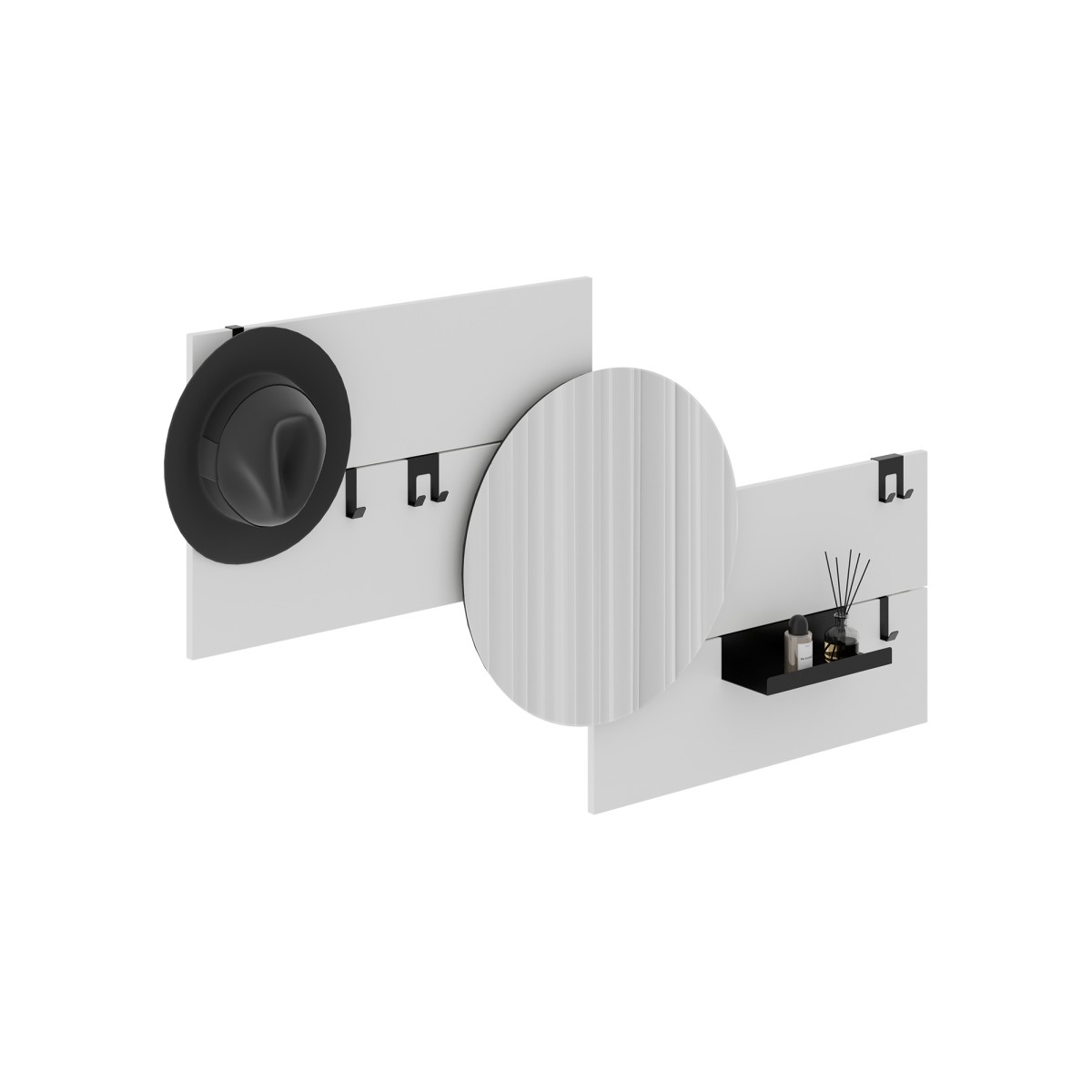 Вешалка Stripe M горизонтальная с зеркалом D 60 см (белый)