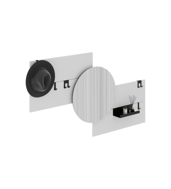 Вешалка Stripe M горизонтальная с зеркалом D 60 см (белый)