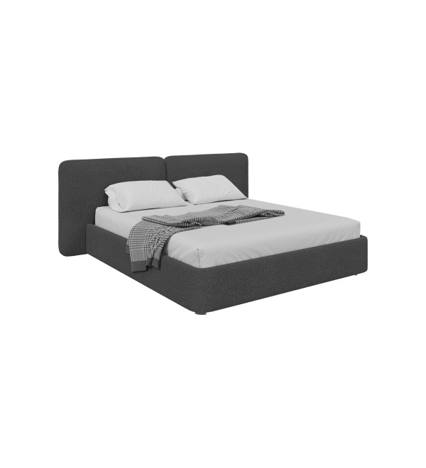 Кровать двуспальная Hub Soft 200 см (серый, букле)