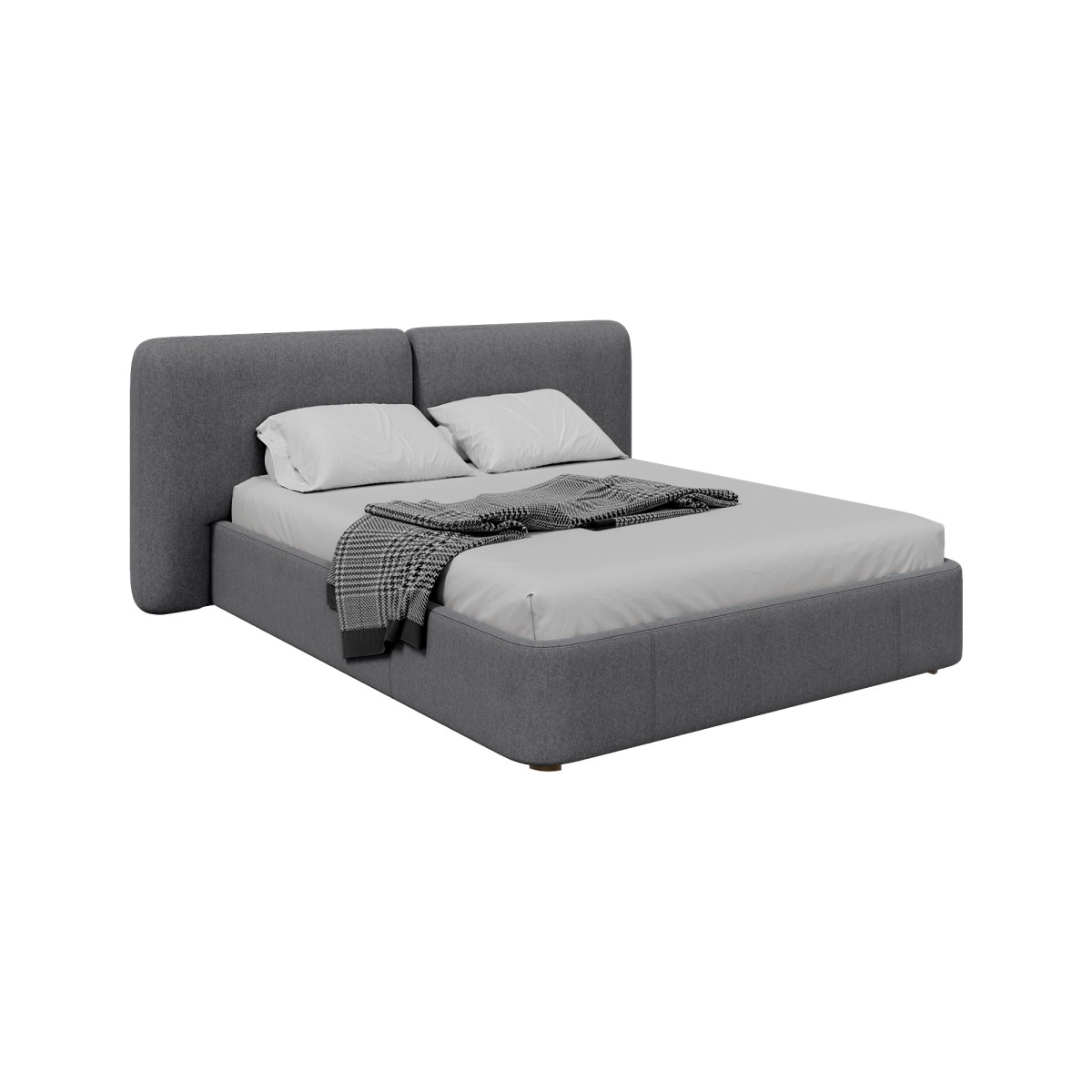 Кровать двуспальная Hub Soft 160 см (серый, твид)