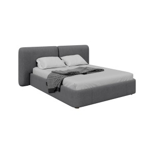 Кровать двуспальная Hub Soft 160 см (серый, твид)