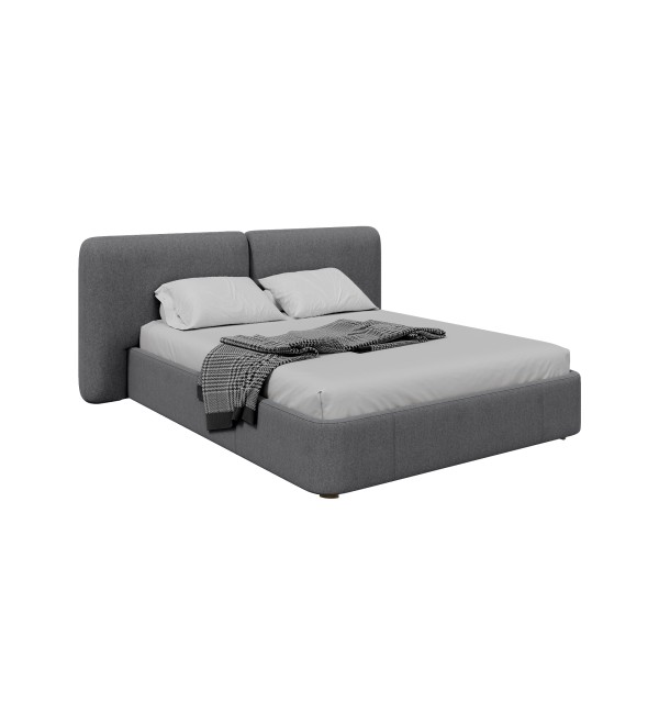 Кровать двуспальная Hub Soft 160 см (серый, твид)