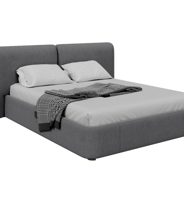Кровать двуспальная Hub Soft 160 см (серый, твид)