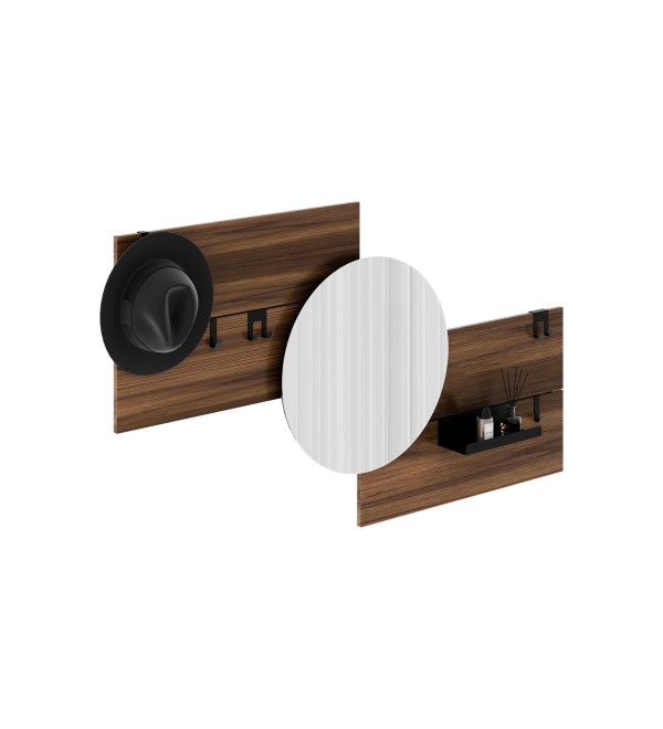 Вешалка Stripe M горизонтальная с зеркалом D 60 см (орех)