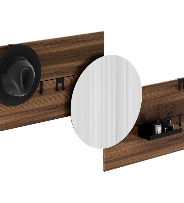 Вешалка Stripe M горизонтальная с зеркалом D 60 см (орех)