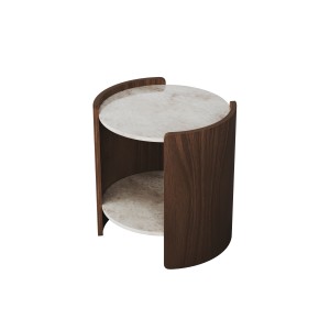 Столик Lagom Stone D 43 см высота 45 см (камень OV, орех)
