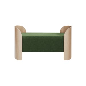 Банкетка Lagom 2 120 см (зелено-голубой FiberGuard, натуральный дуб)