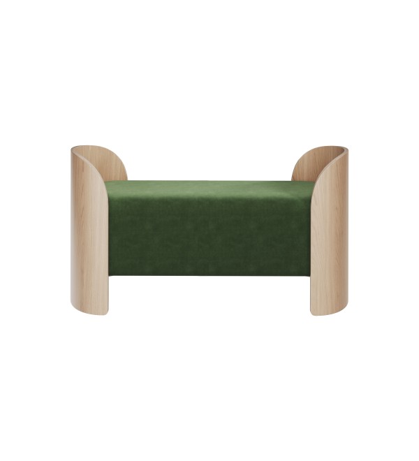 Банкетка Lagom 2 120 см (зелено-голубой FiberGuard, натуральный дуб)
