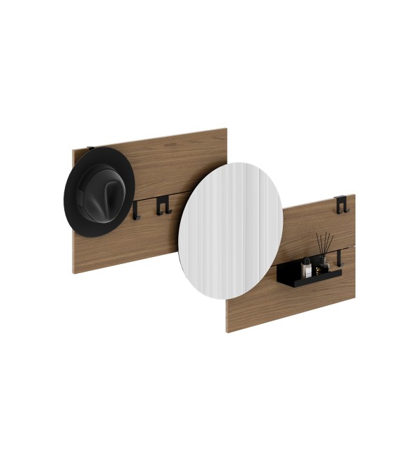Вешалка Stripe M горизонтальная с зеркалом D 60 см (натуральный дуб)
