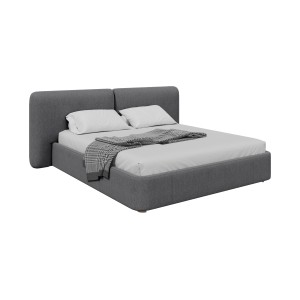 Кровать двуспальная Hub Soft 180 см (серый, твид)