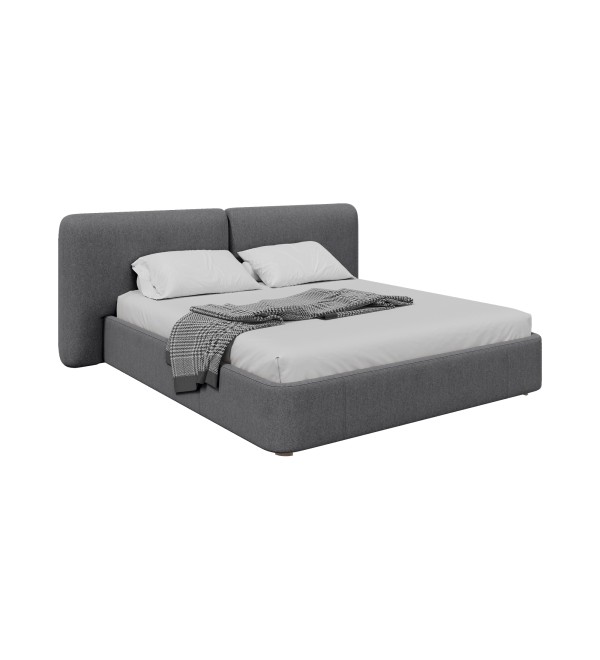Кровать двуспальная Hub Soft 180 см (серый, твид)