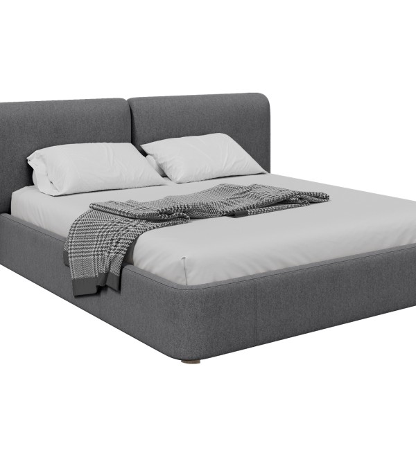 Кровать двуспальная Hub Soft 180 см (серый, твид)