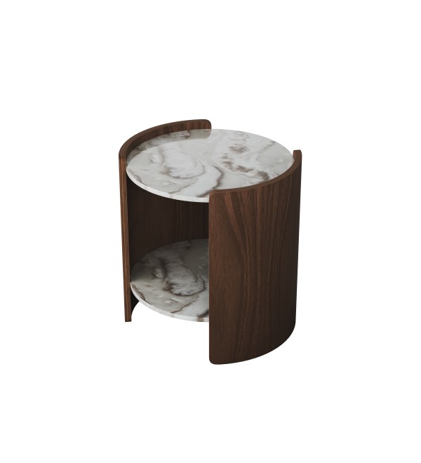 Столик Lagom Stone D 43 см высота 45 см (камень OV2, орех)