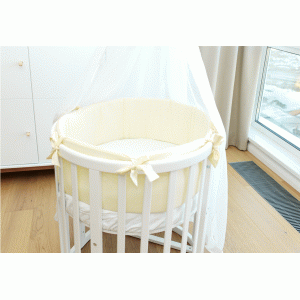 Мягкие бортики для кроватки Ellipsebed (молочный, сатин)