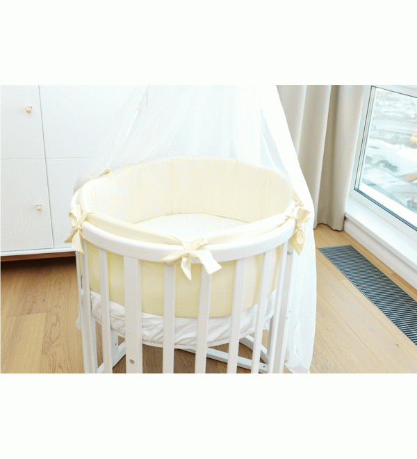 Мягкие бортики для кроватки Ellipsebed (молочный, сатин)
