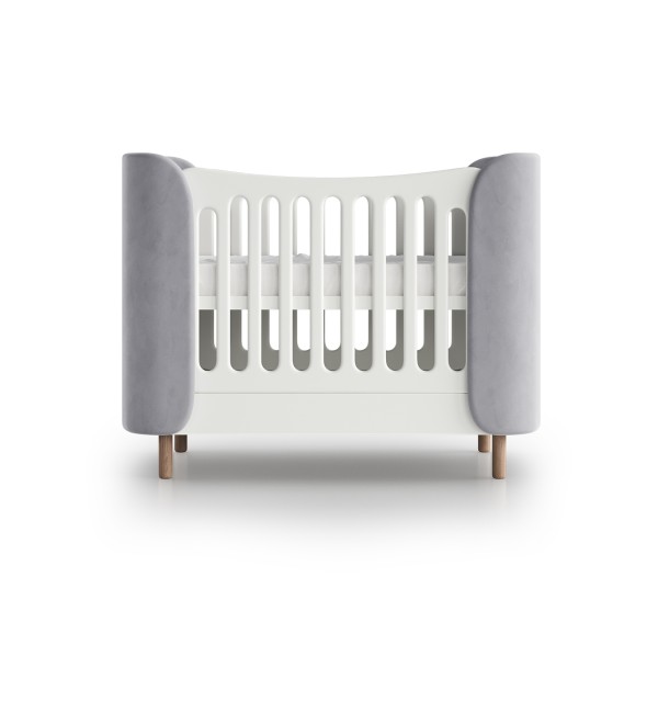 Кроватка KIDI Soft mini cпальное место 60*120 см антивандальная ткань (серый)