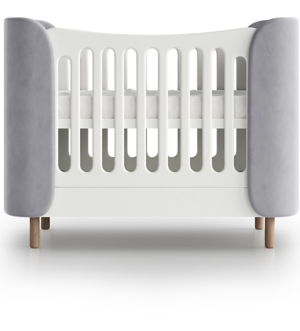 Кроватка KIDI Soft mini cпальное место 60*120 см антивандальная ткань (серый)