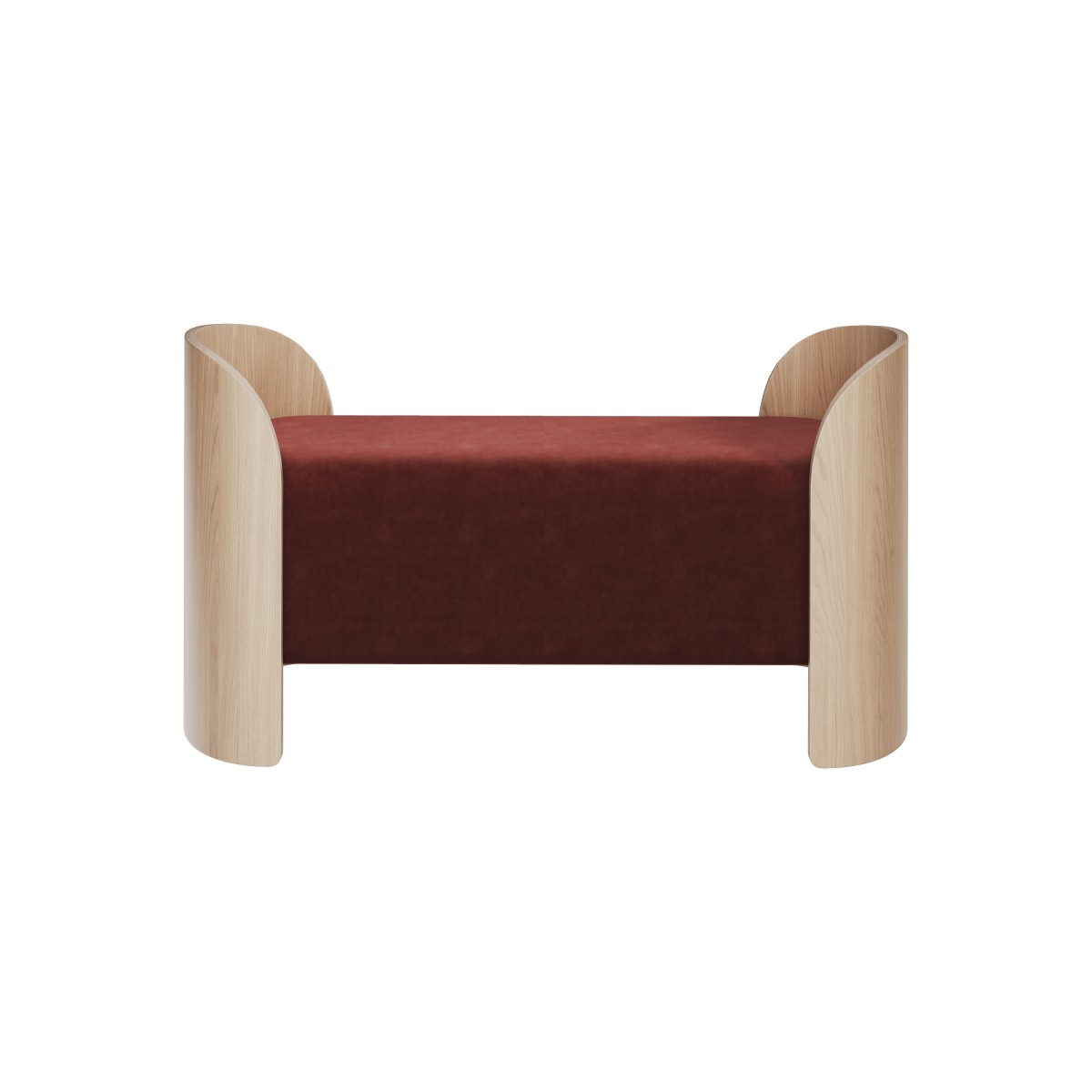 Банкетка Lagom 2 120 см (бордовый FiberGuard, натуральный дуб)