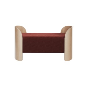 Банкетка Lagom 2 120 см (бордовый FiberGuard, натуральный дуб)