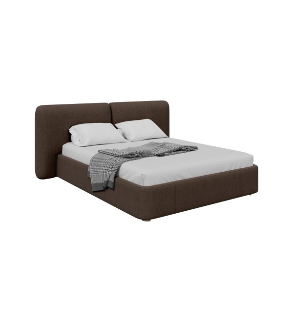 Кровать двуспальная Hub Soft 160 см (шоколад, твид)