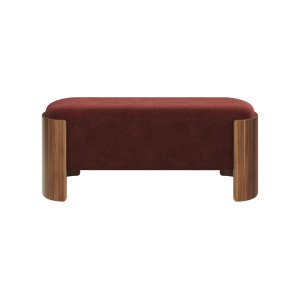 Банкетка Lagom 100 см (бордовый FiberGuard, орех)