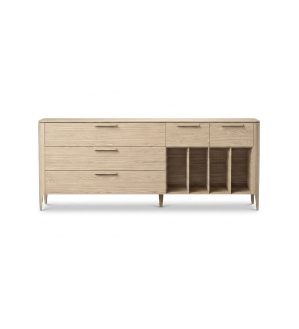 Тумба Type oak 5 ящиков 4 полки ширина 200 см (беленый дуб)