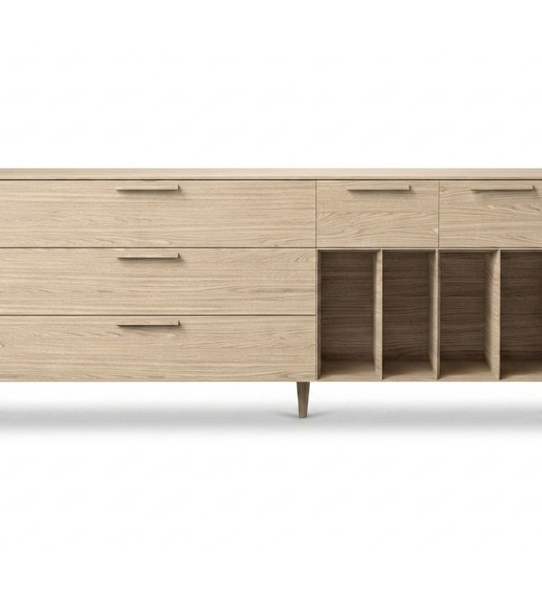 Тумба Type oak 5 ящиков 4 полки ширина 200 см (беленый дуб)