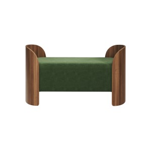 Банкетка Lagom 2 120 см (зелено-голубой FiberGuard, орех)