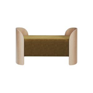 Банкетка Lagom 2 120 см (янтарный FiberGuard, натуральный дуб)