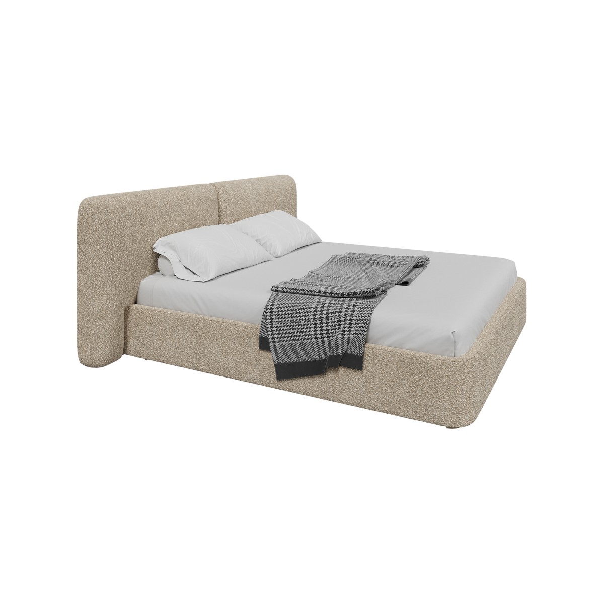 Кровать двуспальная Hub Soft 200 см (молочный, букле)