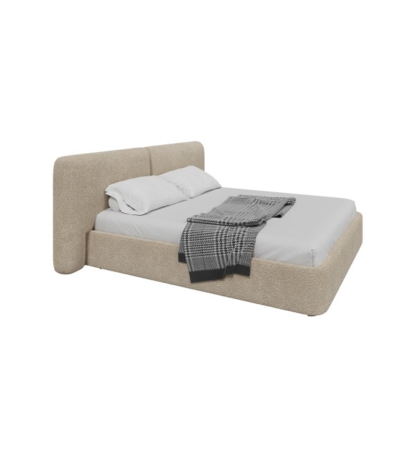Кровать двуспальная Hub Soft 200 см (молочный, букле)