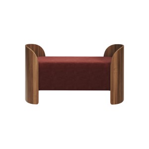 Банкетка Lagom 2 120 см (бордовый FiberGuard, орех)