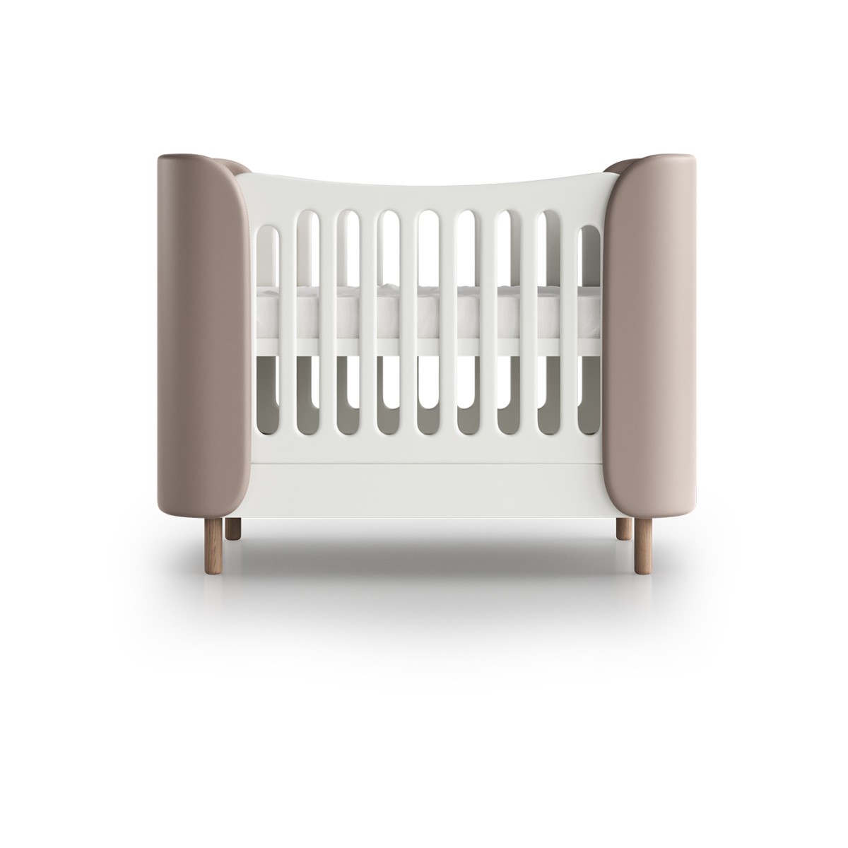 Кроватка KIDI Soft mini cпальное место 60*120 см (бежевый, экокожа)