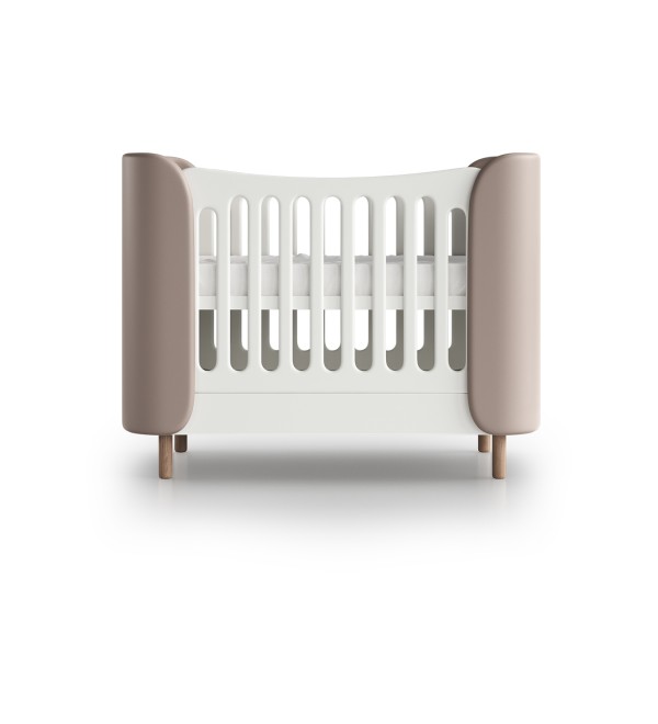 Кроватка KIDI Soft mini cпальное место 60*120 см (бежевый, экокожа)