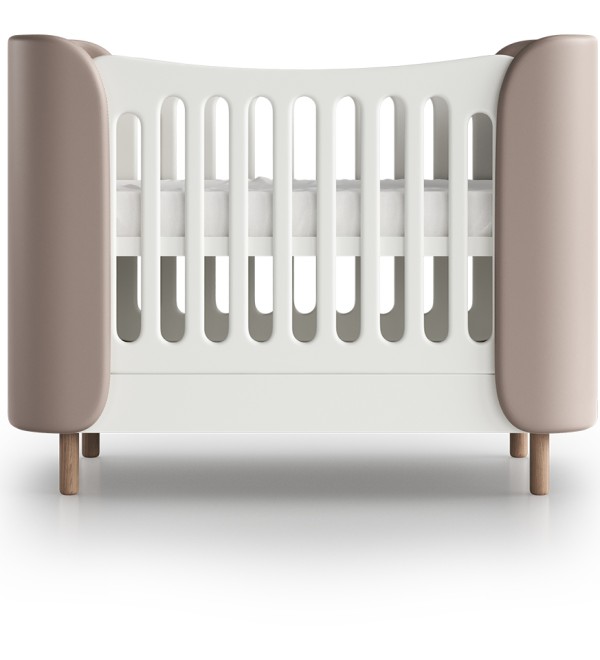 Кроватка KIDI Soft mini cпальное место 60*120 см (бежевый, экокожа)