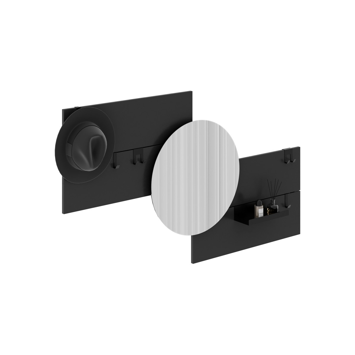 Вешалка Stripe M горизонтальная с зеркалом D 60 см (черный)