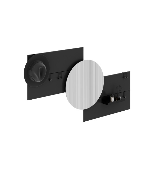 Вешалка Stripe M горизонтальная с зеркалом D 60 см (черный)