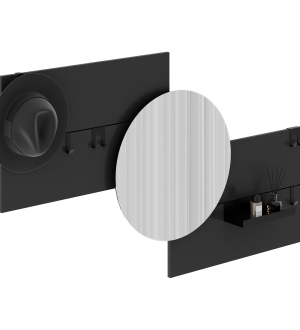 Вешалка Stripe M горизонтальная с зеркалом D 60 см (черный)