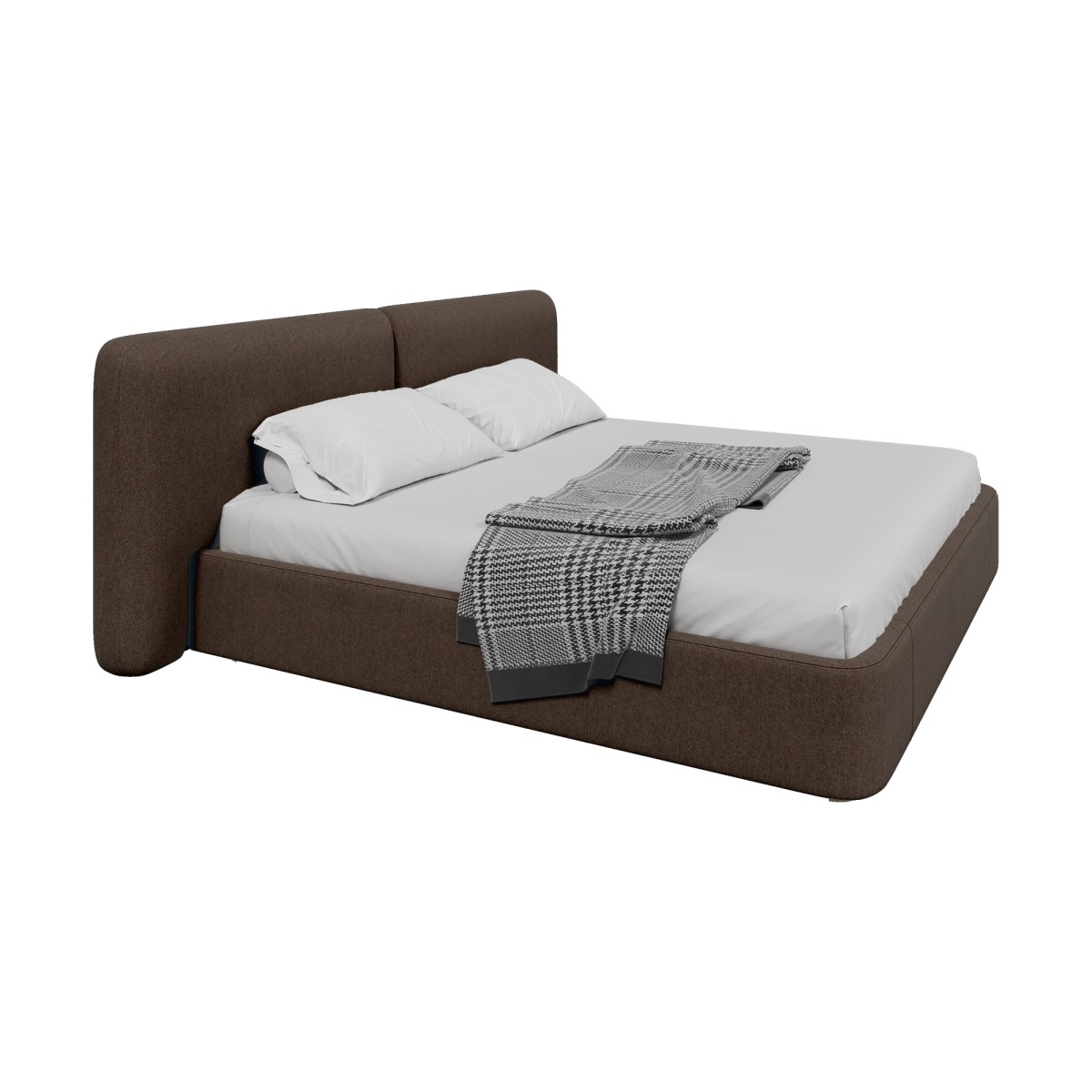 Кровать двуспальная Hub Soft 200 см (шоколад, твид)