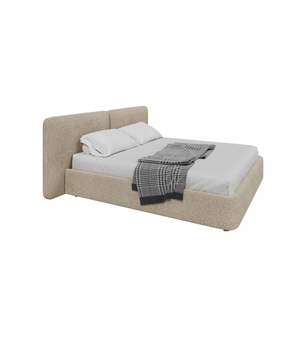 Кровать двуспальная Hub Soft 180 см (молочный, букле)